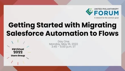 Title Slide for 2022 Users Group Recording from May 2022 on Migrating Salesforce Automation to Flows