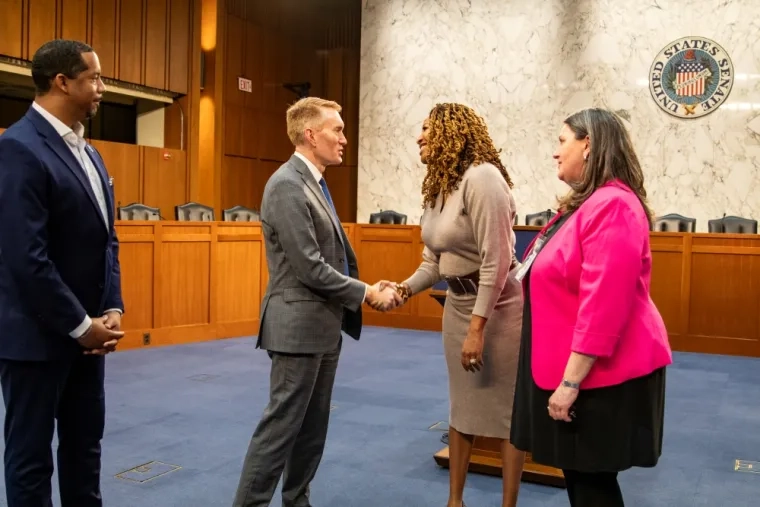 FOTH partner org leaders shaking hands with Sen. Lankford